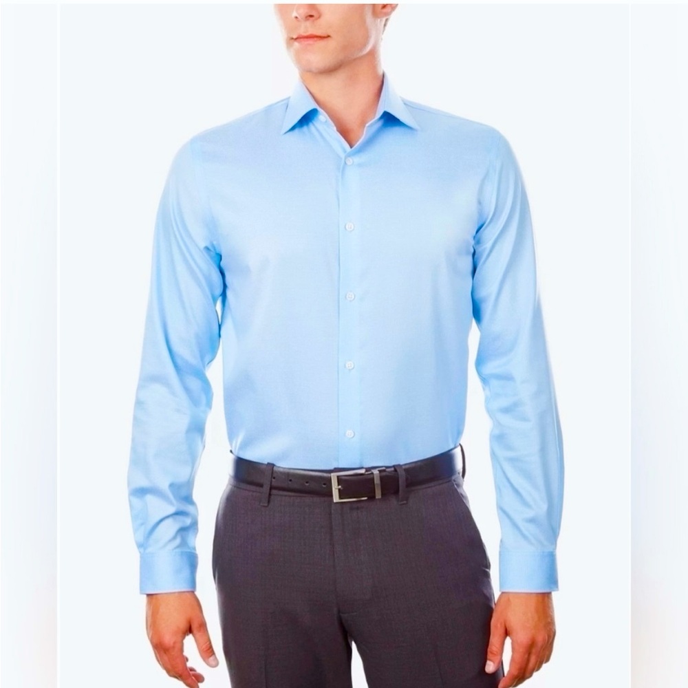 Michael Kors Regular Fit Airsoft Stretch Performance Dress Shirt Blue 17.5 34/35
